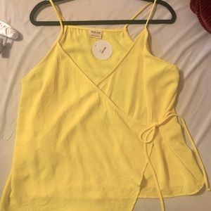 NWT Peach Love California Large Yellow Wrap Sleeveless Top